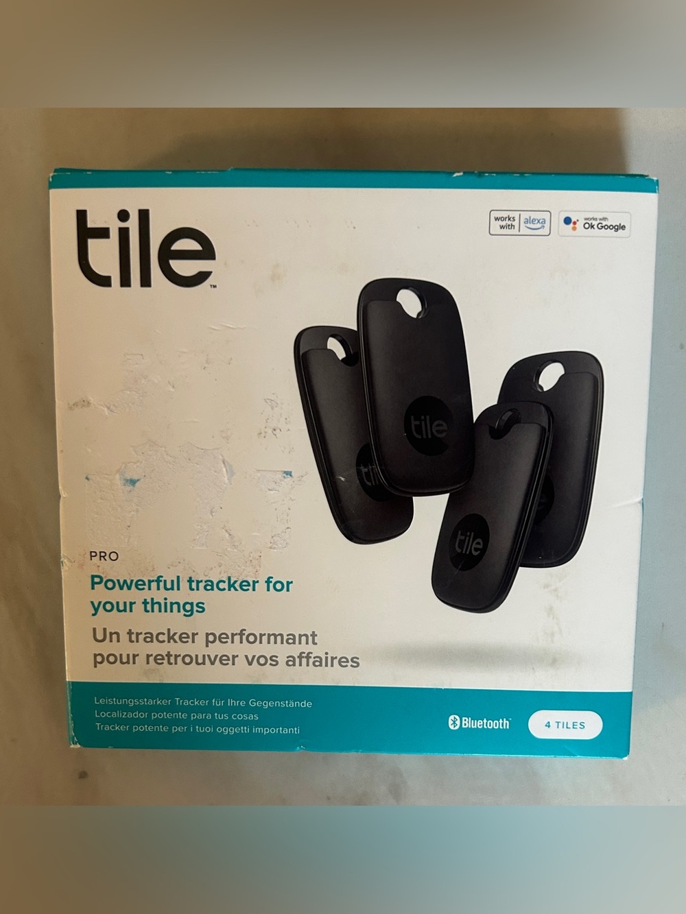 NEW 4-Pack Tile Pro Powerful Bluetooth Trackers in Black โข Unopened Box